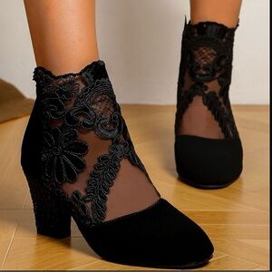 Elegant Black Lace Ankle Boots
